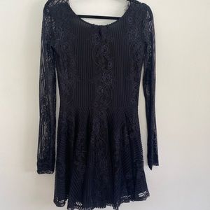 For Love and Lemons Black Lace Mini Dress in S with Low V back.